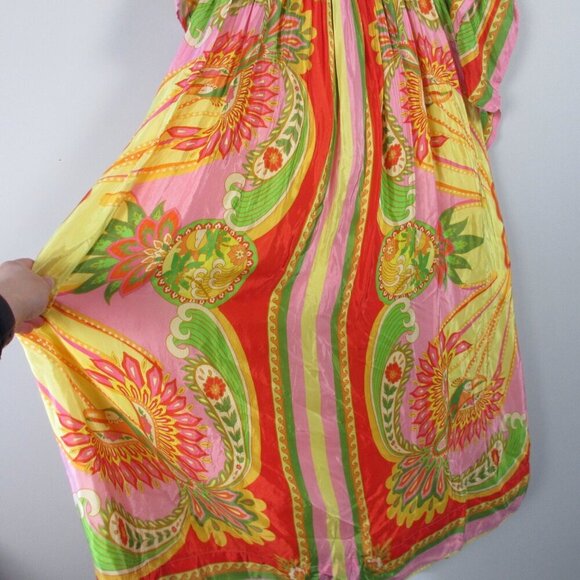 Farm Rio Beach Toucans Scarf Midi Dress S Multicolor 100% Viscose Bohemian 408 - Picture 14 of 16